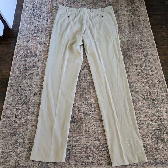 Zanella Devon Wool Dress Pants Serge Light Khaki Creased 36x36 113839 - Picture 7 of 8